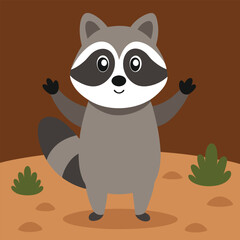 Adorable raccoon illustration standing on hind legs