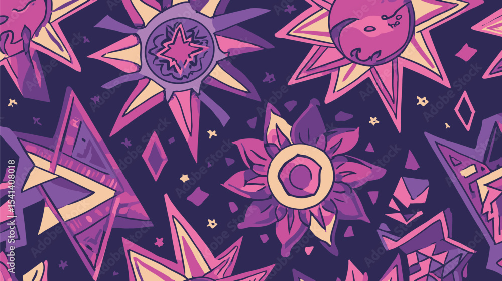 Aufkleber colorful shapes glow vibrantly creating cosmic patterns within the inky backdrop