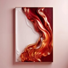 Modern Abstract Art With Bold Waves On Pink Wall
