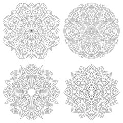 Mandala floral bundle coloring book pages, vector file