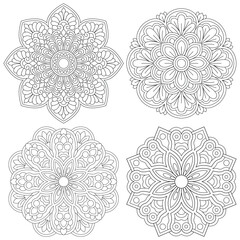 Mandala set, Qualityful floral coloring book pages, vector file,
