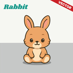 Adorable Cartoon Rabbit Vector Illustration Cute Jungle Animal Character in Flat Style for Kids and Educational Projects