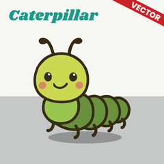 Adorable Cartoon Caterpillar Vector Illustration Cute Jungle Animal Character in Flat Style for Kids and Educational Projects