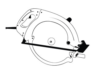 Circular saw black and white vector illustration