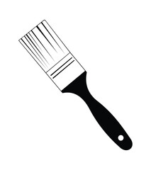 Paint brush black and white vector silhouette illustration
