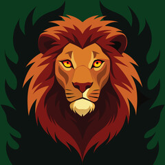Majestic male lion with piercing amber eyes vector illustration