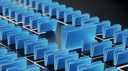 Obraz premium Blue folders symbolize digital organization and data storage systems.
