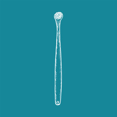 Pet toothbrush for animal oral care - sketch drawing. Veterinary, oral hygiene tools. Minimalist doodle hand drawn outline illustration isolated