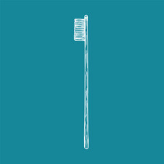 Toothbrush sketch drawing. Dentistry, stomatology, in-home oral care, dental hygiene, personal oral care tool. Vector sketch illustration, hand drawn, isolated