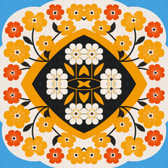 frame with flowers and leaves