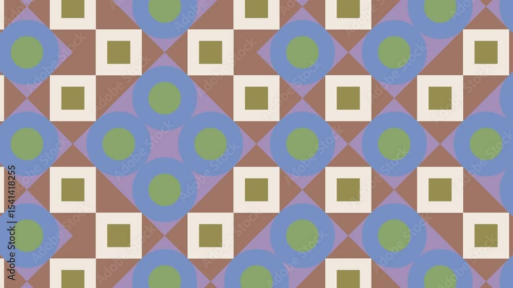 Poster geometric layout in motion. seamless flat animation loop. abstract animation in flat style with cons