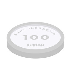 Flat illustration of a 100 rupiah Indonesian coin with 