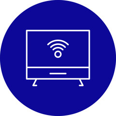 Smart TV  Vector Blue Circle Icon Design