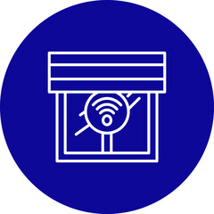 Smart Window Blinds  Vector Blue Circle Icon Design