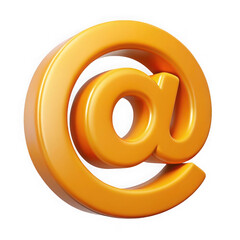 Obraz premium 3d orange at symbol email icon isolated on transparent background