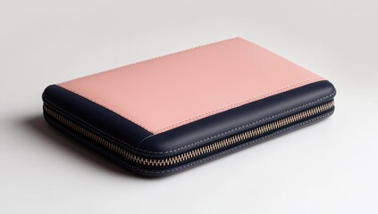 Pink and navy leather zippered case