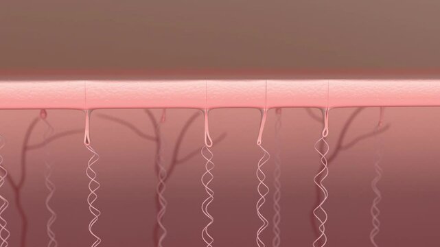 Laser hair removal in three forms. Inhibit skin hair growth, clean pores, decompose hair by skin cross section, beauty equipment, skin beauty solution, 3D animation.