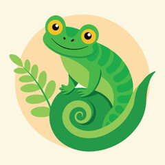 Playful green tree frog on a twig vector illustration