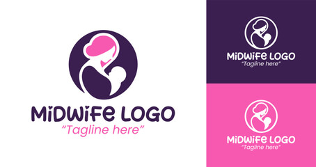 Clean and Contemporary Midwife Logo for Women's Healthcare in Feminine Colors