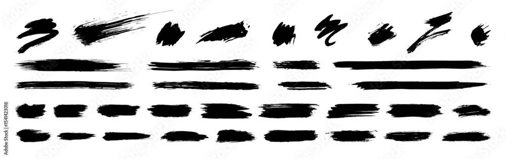 Poster ink brush paint strokes. black vector grunge paintbrush textured line frames background. grungy brus