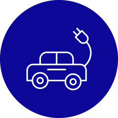 Electric Car  Vector Blue Circle Icon Design