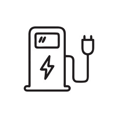 Electric Vehicle Charging Station Icon – Modern Flat Vector Illustration on White Background.