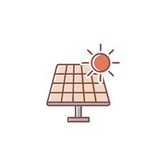 Solar Panel Logo – Flat Vector Design of Renewable Energy Symbol on White Background.
