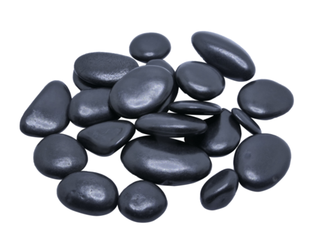 Black decorative stones pile on transparent background png file