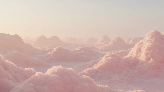 Pastel pink cloud mountainscape