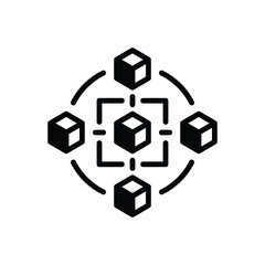Black solid icon for blockchain
