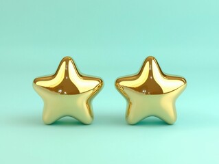 Golden Star Shapes on Soft Mint Background for Decorative Use