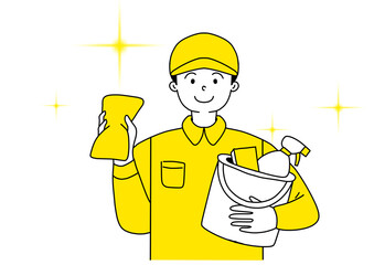 クリーニングの男性スタッフイラスト素材