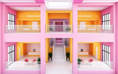Bright and Modern Interior Design of a Colorful Multi-Level Space