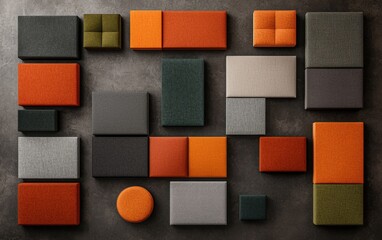 Colorful Fabrics on Textured Background for Modern Interior Design