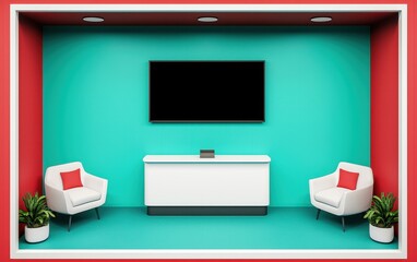Modern Minimalist Office Space with Bright Colors and Clean Design