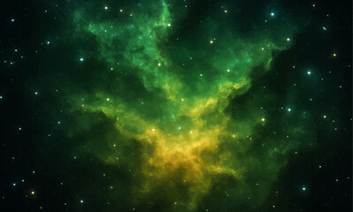 Abstract deep space background with bright, starry galaxies and nebulas in the dark night sky