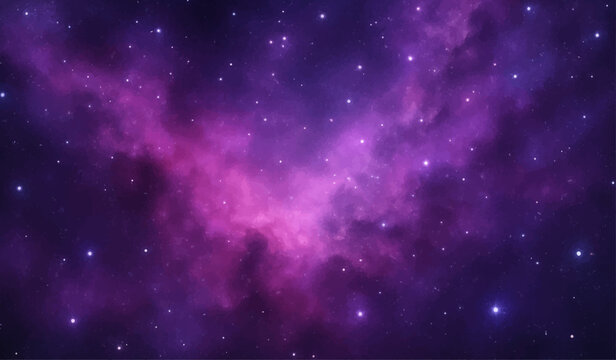 Abstract blue cosmic background with a starfield galaxy and deep outer space