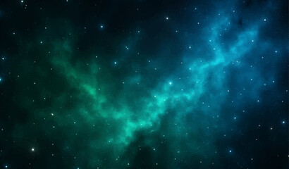 Fototapeta premium Deep space starry background with blue light nebula