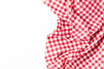 Red and White Checkered Tablecloth with Textured Wrinkles and Folds