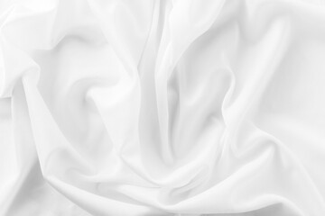 White Fabric Texture with Elegant Drapery and Soft Waves Close-Up