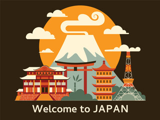 Travel to Japan Scene with Mount Fuji