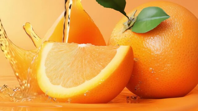 Animation of orange splash with vibrant colors