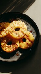 Grilled pineapple rings with chili dust - sweet and spicy culinary delight