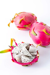Fresh Dragon Fruit with Bright Pink Skin and White Fleshy Interior