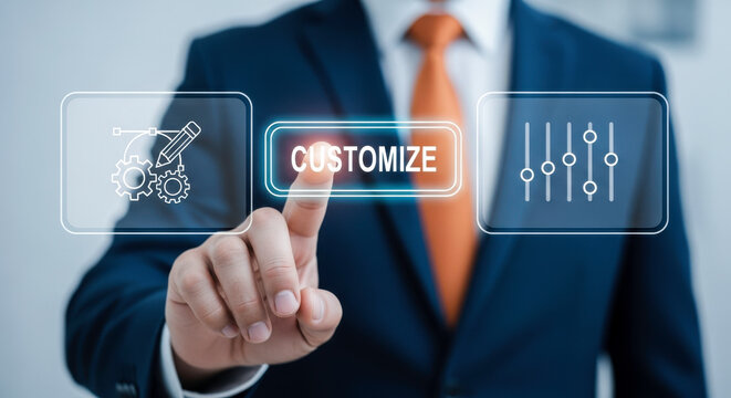 Customize settings options interface design business solutions technology management concept