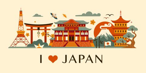 I Love Japan Skyline Travel Banner