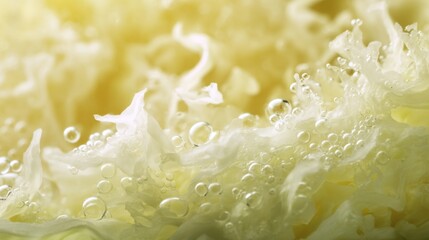 Extreme close-up of fermented cabbage texture in macro photography