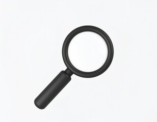Sleek Black Magnifying Glass: A Minimalist 3D Render