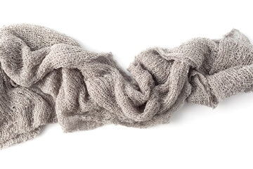 Soft Textured Scarf in Neutral Gray Color on Clean White Background
