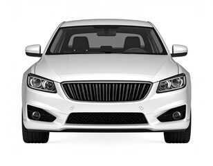 Naklejka premium Sleek White Sedan: Front View, Minimalist Design